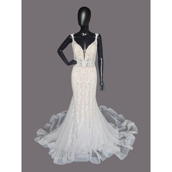 Morilee Dresses & Skirts - Ivory/Cappuccino Lace Applique Fit and Flare  Wedding  Gown - Mori Lee